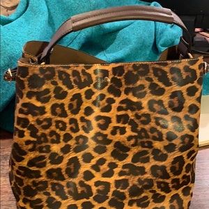 Leopard print hobo style purse